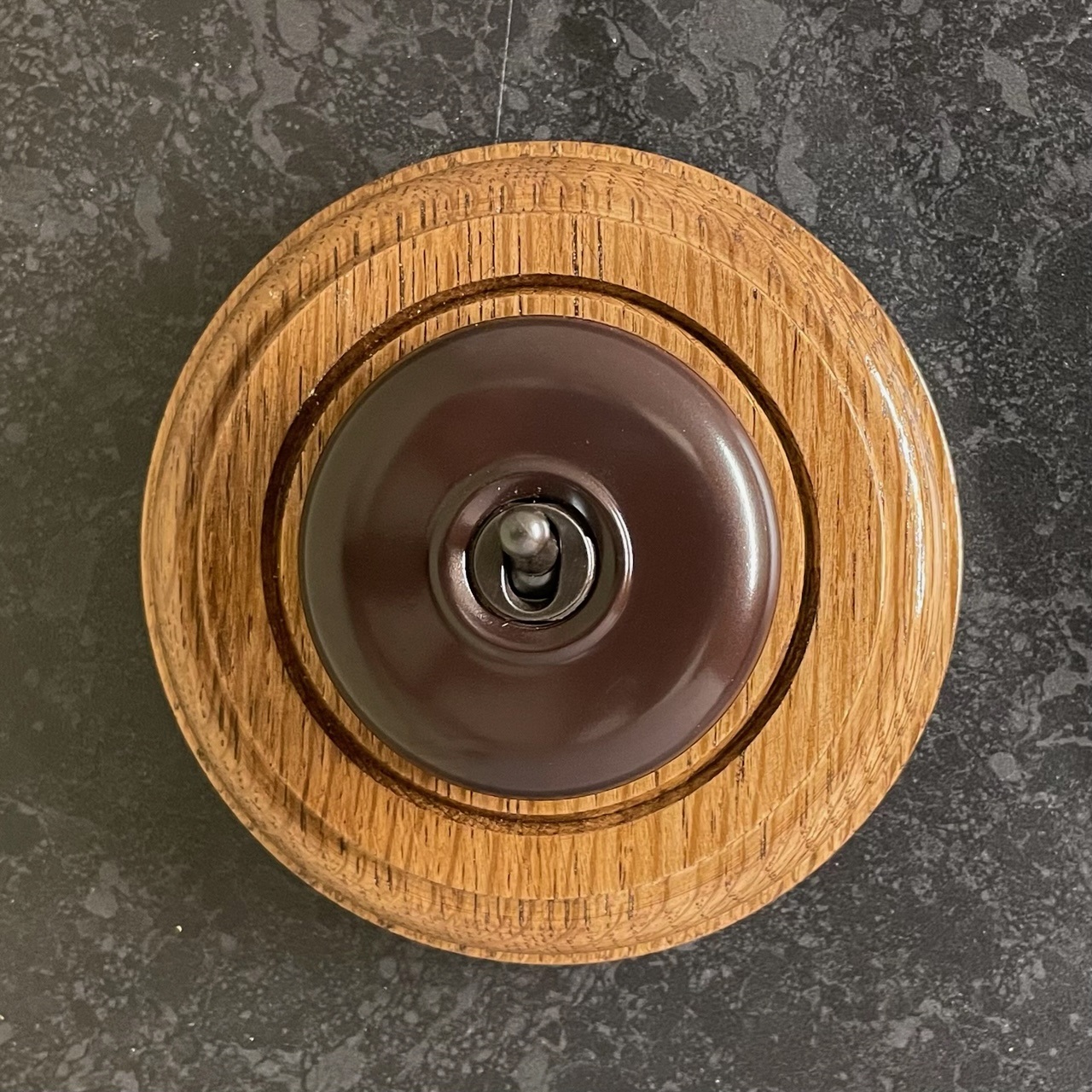 OF102 - One gang round 2 way Brown Dolly light switch